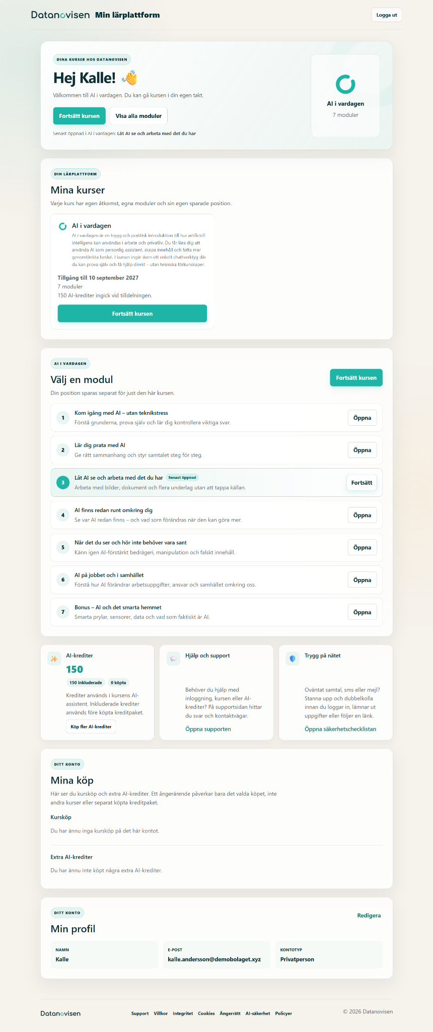 Deltagarens dashboard